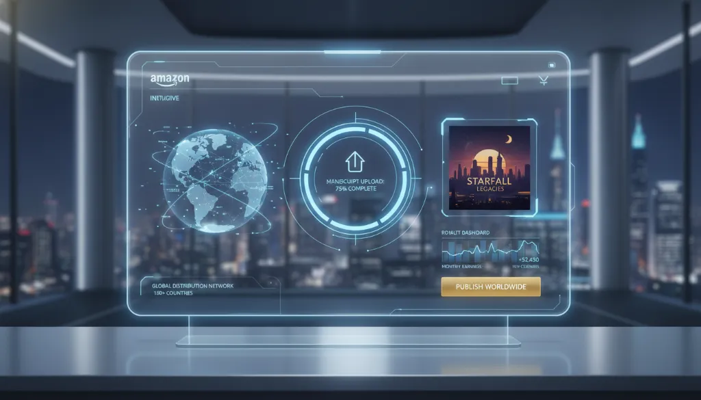 Imagem de capa de livro em tela de computador com selo da Amazon KDP, ilustrando a autopublicação Amazon KDP.