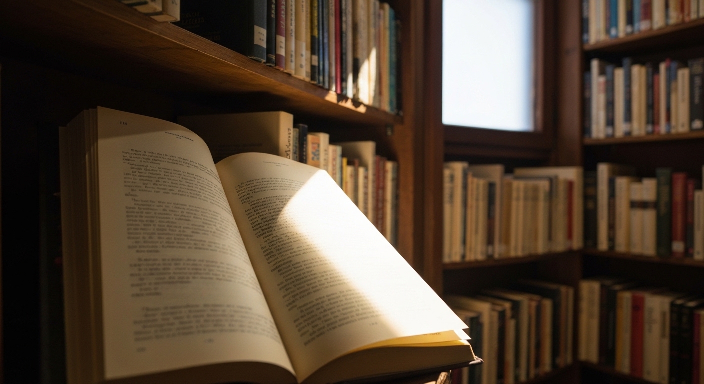 Estante de livros em ambiente acolhedor, simbolizando a importância da leitura em 2026.