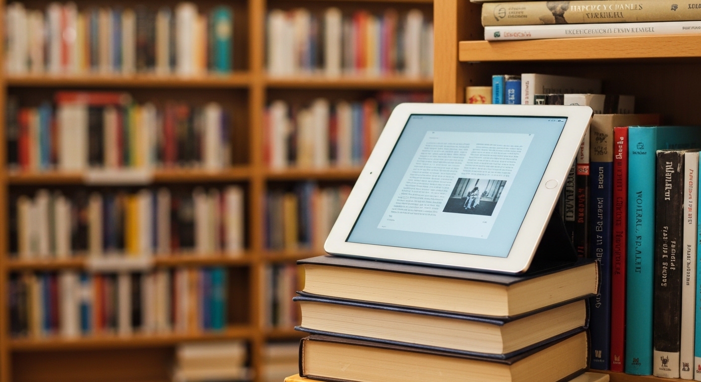 Livros impressos e e-book lado a lado