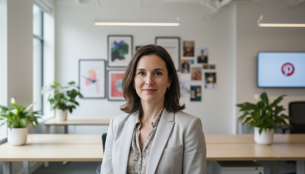 Claudine Cheever, nova CMO do Pinterest, em retrato profissional.